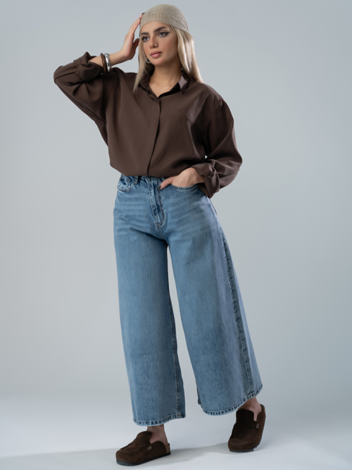 شلوار فول بگ زنانه جین قد 90 کد 20547 - Image 4