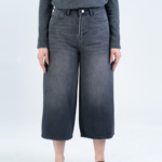 شلوار جین واید لگ قد 85 مشکی کد 21785