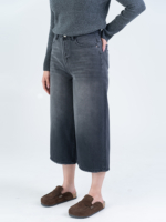 شلوار جین واید لگ قد 85 مشکی کد 21785 - Image 2