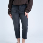 شلوار جین استریت قد 90 دمپا کات مشکی کد 22644