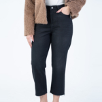 شلوار جین کراپ استریت قد 90 مشکی دمپا کات کد 22645