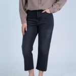 شلوار جین استریت قد 90 دمپا کات مشکی کد 22648