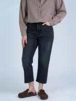 شلوار جین استریت قد 90 دمپا کات مشکی کد 22648