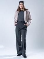 شلوار پارچه ای بگ قد 110 بزیاق ذغالی کد 22652