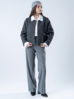 شلوار پارچه ای بگ قد 110 بزیاق طوسی تیره کد 22655