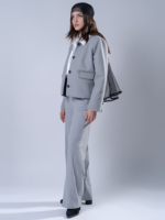 شلوار پارچه ای بگ قد 110 بزیاق طوسی روشن کد 22657 - Image 6