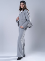 شلوار پارچه ای بگ قد 110 بزیاق طوسی روشن کد 22657 - Image 7