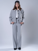 شلوار پارچه ای بگ قد 110 بزیاق طوسی روشن کد 22657 - Image 2