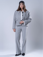 شلوار پارچه ای بگ قد 110 بزیاق طوسی روشن کد 22657 - Image 3