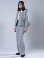 شلوار پارچه ای بگ قد 110 بزیاق طوسی روشن کد 22657 - Image 5