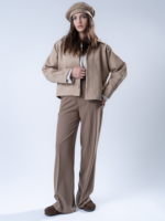 شلوار پارچه ای بگ قد 110 بزیاق نسکافه ای کد 22659 - Image 2