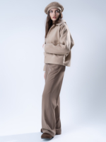 شلوار پارچه ای بگ قد 110 بزیاق نسکافه ای کد 22659 - Image 5