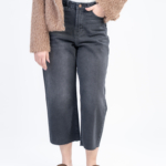 شلوار جین رگولار قد 90 دمپا کات مشکی کد 22696