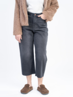 شلوار جین رگولار قد 90 دمپا کات مشکی کد 22696