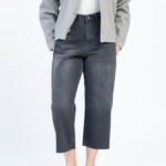 شلوار جین رگولار قد 90 دمپا کات مشکی کد 22697