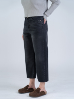 شلوار جین رگولار قد 90 مشکی دمپا کات کد 22698 - Image 2