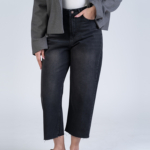 شلوار جین رگولار قد 90 دمپا کات مشکی کد 22699