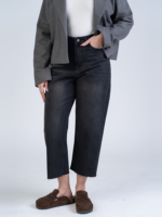 شلوار جین رگولار قد 90 دمپا کات مشکی کد 22699