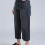 شلوار جین رگولار قد 90 مشکی دمپا کات کد 22701