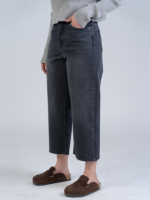 شلوار جین رگولار قد 90 مشکی دمپا کات کد 22701