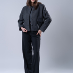 شلوار پارچه ای فول بگ قد 110 مشکی بزیاق کد 22712