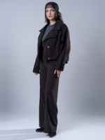 شلوار پارچه ای فول بگ قد 110 بزیاق قهوه ای کد 22714