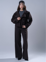 شلوار پارچه ای فول بگ قد 110 بزیاق قهوه ای کد 22714 - Image 2