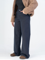 شلوار کتان بگ قد 110 سرمه ای کم کش کد 22733