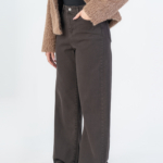 شلوار کتان بگ قد 110 قهوه ای کم کش کد 22734