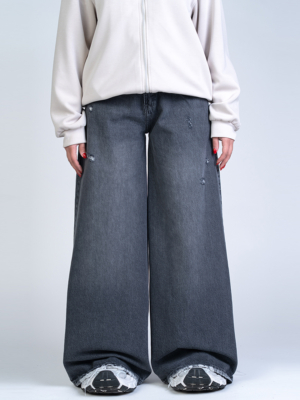 شلوار جین فول بگ قد 110 مشکی