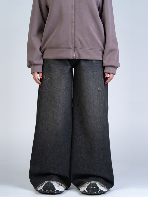 شلوار جین فول بگ قد 110 مشکی