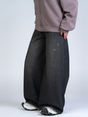 شلوار جین فول بگ قد 110 مشکی