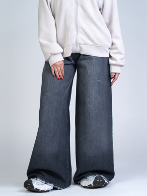 شلوار جین فول بگ قد 110 مشکی