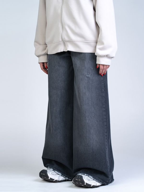 شلوار جین فول بگ قد 110 مشکی