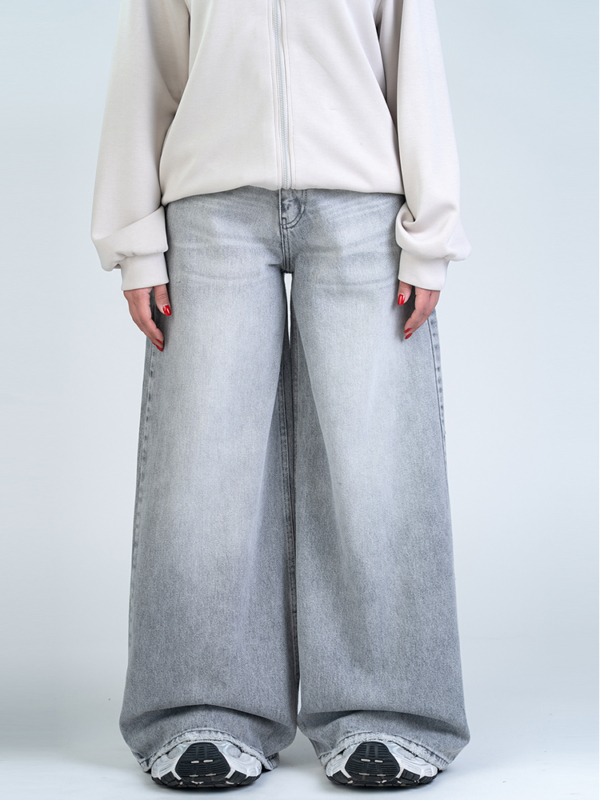 شلوار جین فول بگ قد 110 طوسی