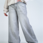 شلوار جین فول بگ قد 110 طوسی