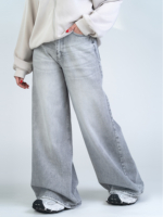 شلوار جین فول بگ قد 110 طوسی