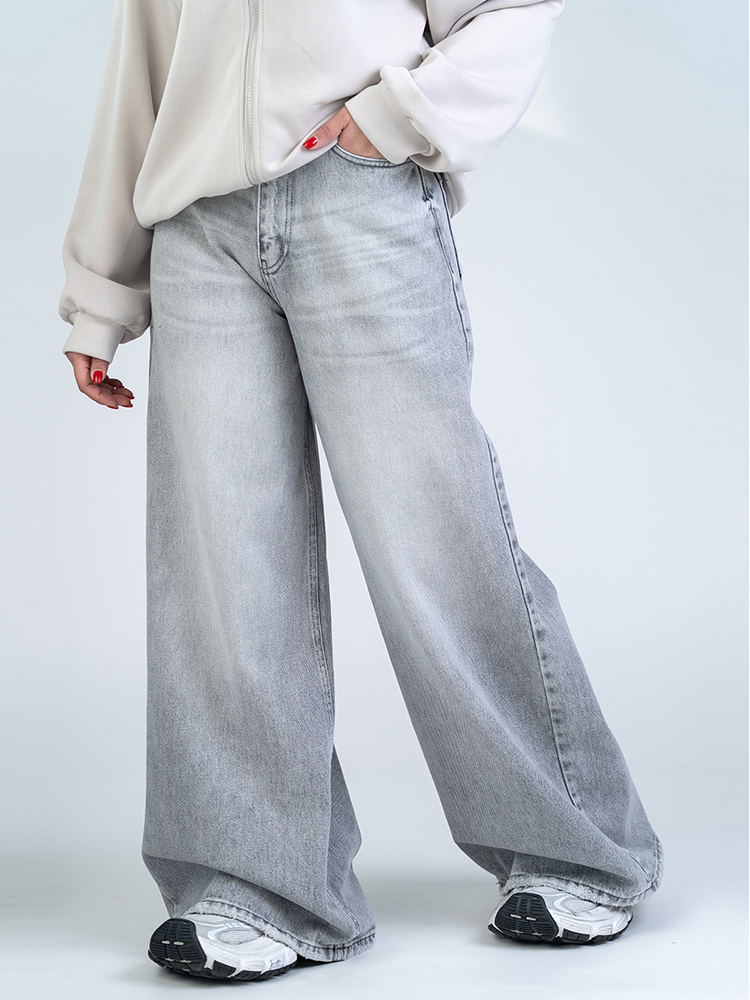 شلوار جین فول بگ قد 110 طوسی شلوار جین فول بگ قد 110 طوسی