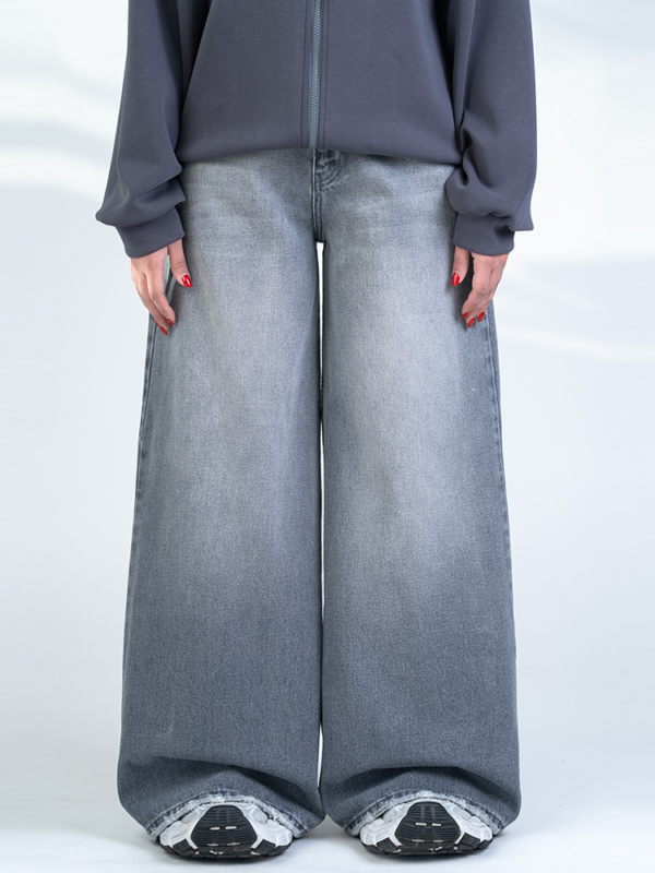 شلوار جین فول بگ قد 110 طوسی