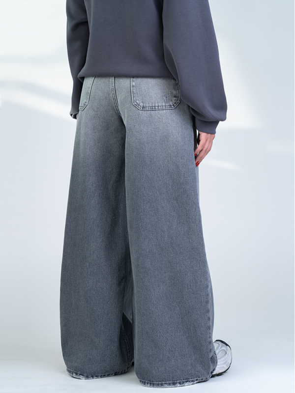 شلوار جین فول بگ قد 110 طوسی