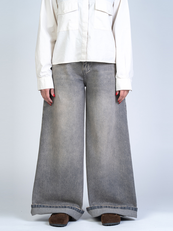 شلوار جین فول بگ قد 110 طوسی