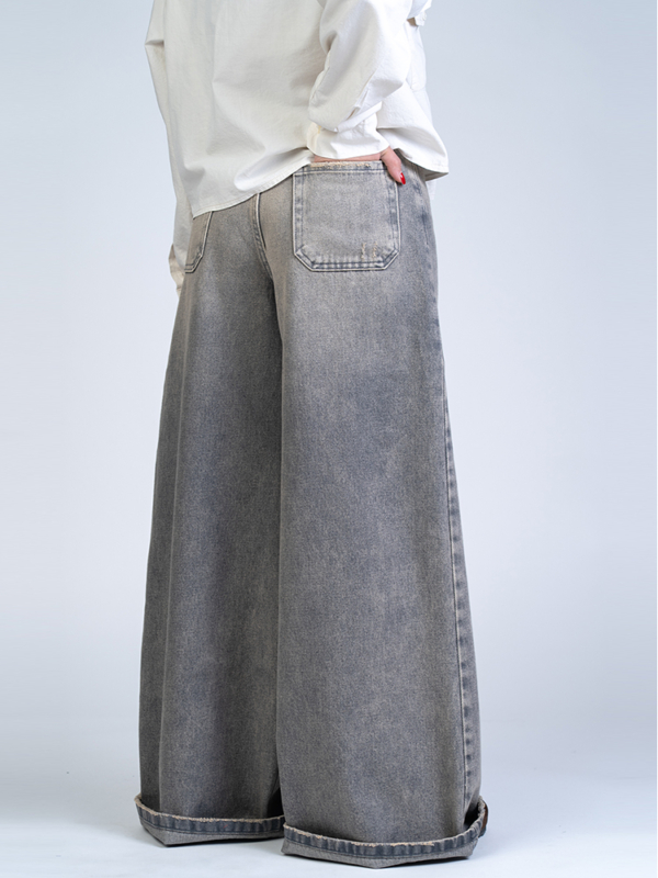 شلوار جین فول بگ قد 110 طوسی