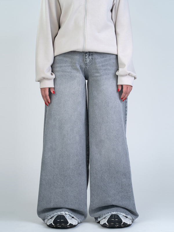 شلوار جین فول بگ قد 110 طوسی