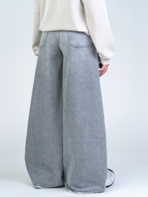 شلوار جین فول بگ قد 110 طوسی