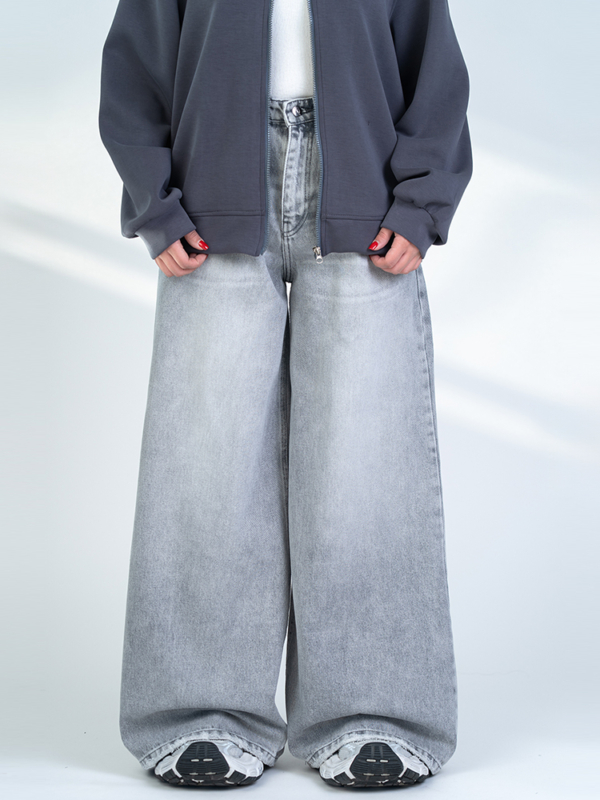 شلوار جین فول بگ قد 110 طوسی