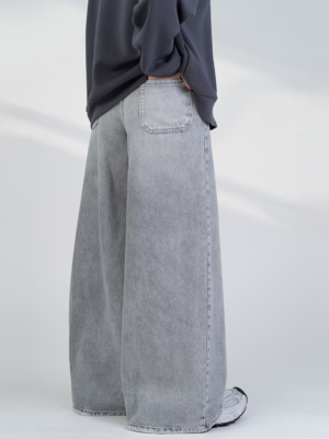 شلوار جین فول بگ قد 110 طوسی