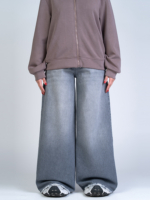 شلوار جین فول بگ قد 110 طوسی