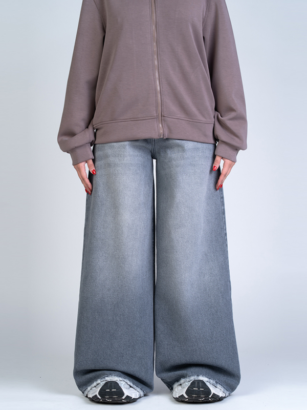 شلوار جین فول بگ قد 110 طوسی