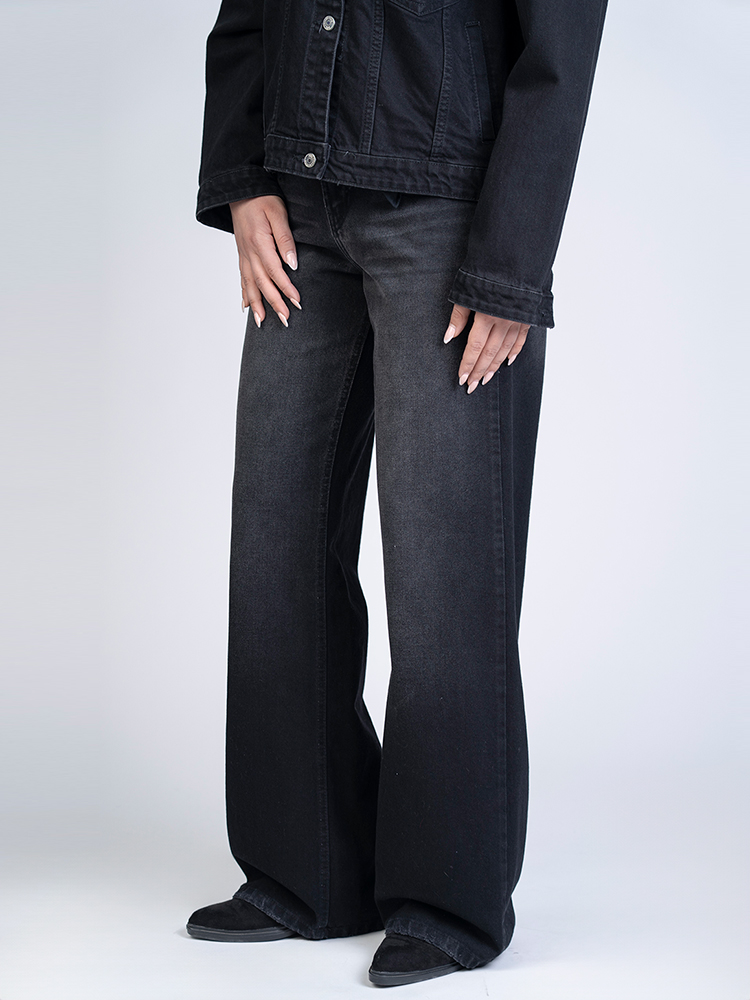 21629 (2) شلوار جین بگ قد 115 مشکی کد 21629 - Image 1