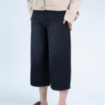 شلوار جین کراپ واید لگ قد 85 مشکی کد 21783